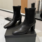 YSL 25 Chelsea Mid-heeled Boot Black Calfskin 520778
