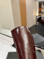 YSL 25 Zipper Sleeve Boot Burgundy Cowhide 520790