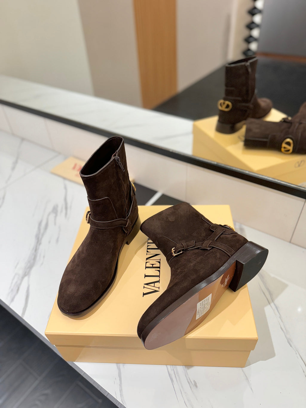 Valentino 2025 Pattie Boot Dark Brown Suede 560745