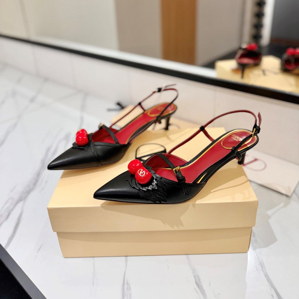 VT Cherryfic Slingback 5cm Black Leather 666317