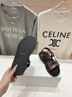 CELINE MAUD SANDAL WITH TRIOMPHE DEEP BROWN COWHIDE 236756