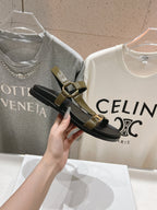 CELINE MAUD SANDAL WITH TRIOMPHE ARMY GREEN COWHIDE 236757