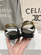CELINE MAUD SANDAL WITH TRIOMPHE ARMY GREEN COWHIDE 236757