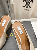 Alaia 25 Cube Wedge Mules Ivory Silk Sheepskin 300080