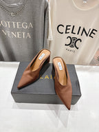Alaia 25 Cube Wedge Mules Brown Silk Sheepskin 300083
