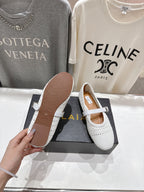 ALAIA MARY JANE FLATS white woven calfskin pattent