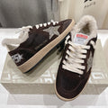 Golden Goose 2025 Shearling Sneaker Brown Silver Suede Wool 491659