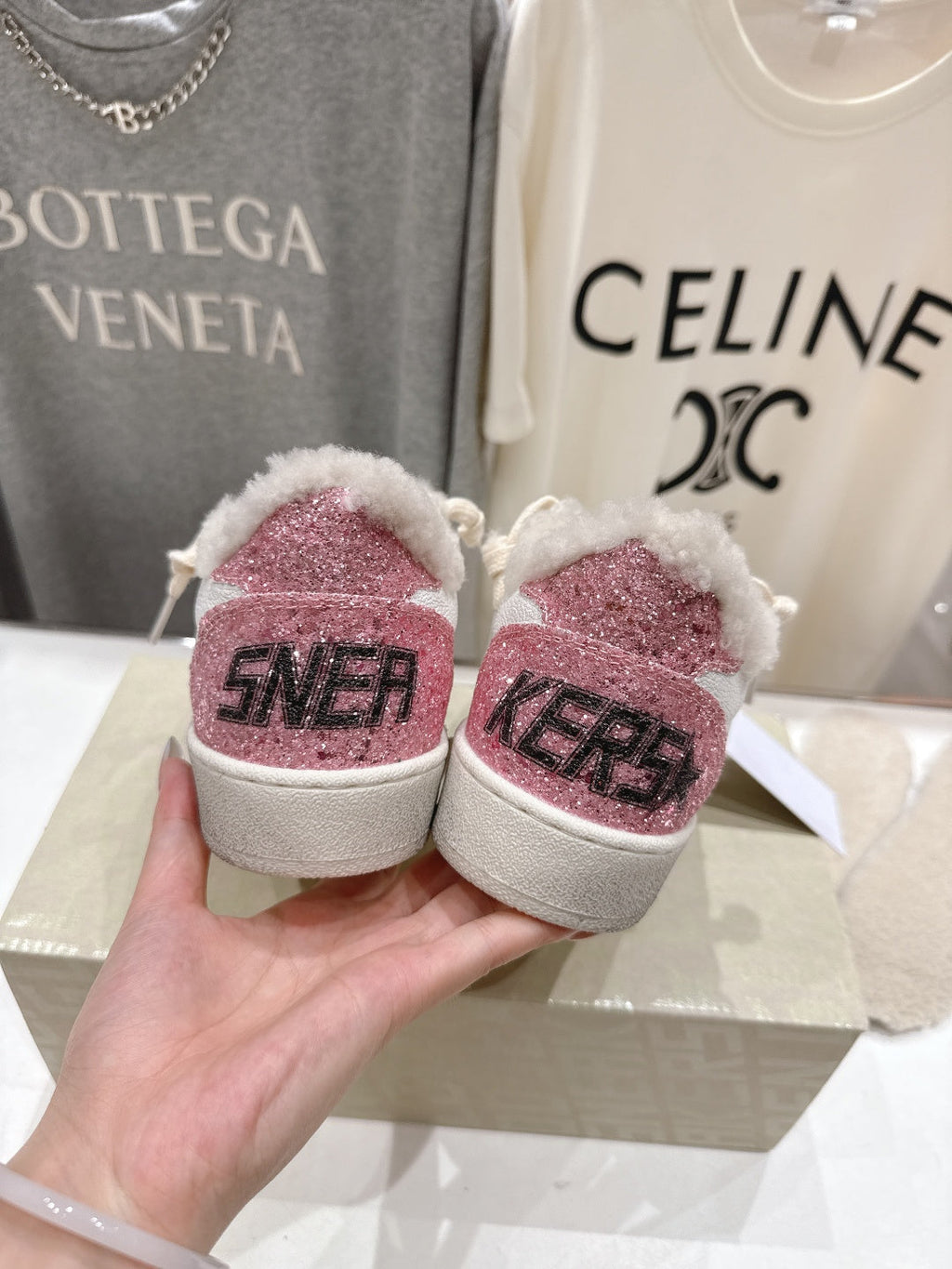 Golden Goose 2025 Star Sneaker Ivory Silver mix Pink Wool Cowhide 491647