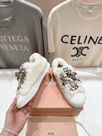 MiuMiu 25 Sneaker White Leopard Cowhide Wool 535583