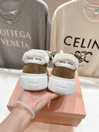 MiuMiu 25 Sneaker Brown White Leopard Suede Wool 535581
