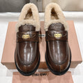 MiuMiu 25 Fur Loafer Brown mix Beige Cowhide 535595
