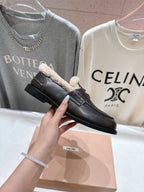 MiuMiu 25 Fur Loafer Dark Brown mix Beige Cowhide 535596