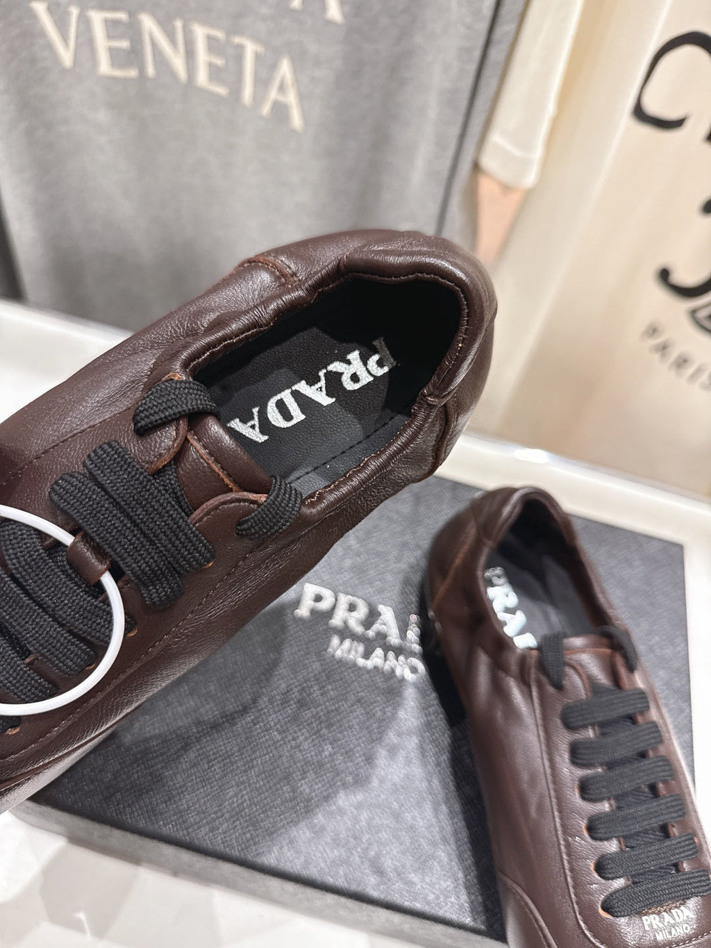 Prada 25s Sneakers Dark Brown Sheepskin 535498