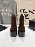 YSL 2025 Short Boot Dark Brown Suede 567582