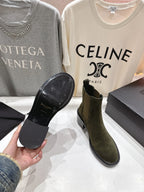 YSL 2025 Short Boot Green Suede 567583
