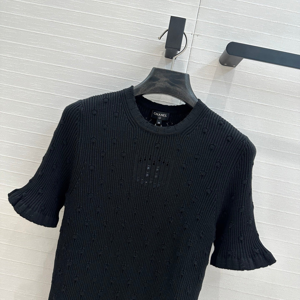 CC 25 Hollow Knitted T-shirt Black cotton