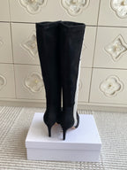 Dior 2025 Tribales Heeled Ankle High Boot 80mm Black White Suede 501198