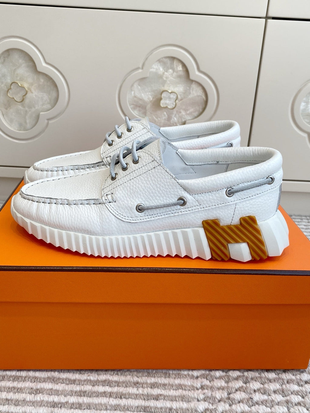 HM Ketch Sneakers White Grain Cowhide 776729