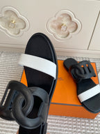 HM Lagune Sandal Black White Leather 776552