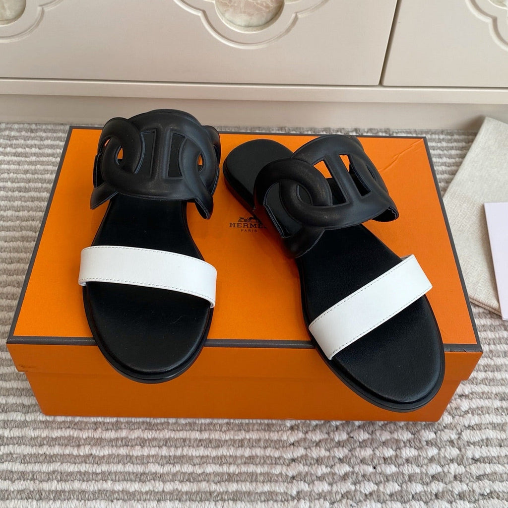 HM Lagune Sandal Black White Leather 776552