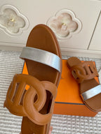 HM Lagune Sandal Tan Sliver Leather 776554