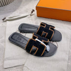 HM 26s Oran Sandal Black Suede Goatskin 724344