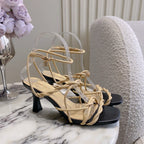 CC 26s Strappy Sandals 7.5cm Beige Black Sheepskin 723619