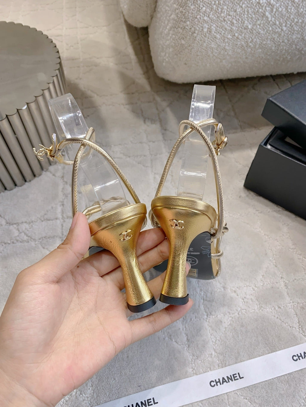 CC 26s Strappy Sandals 7.5cm Gold Sheepskin 723621