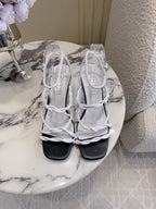CC 26s Strappy Sandals 7.5cm White Black Sheepskin 723620