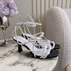CC 26s Strappy Sandals 7.5cm White Black Sheepskin 723620