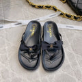 CC 26s Bow Thong Sandals Black Lambskin 723722