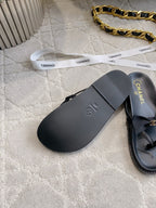CC 26s Bow Thong Sandals Black Lambskin 723722