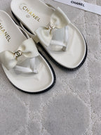 CC 26s Bow Thong Sandals White Lambskin 723724