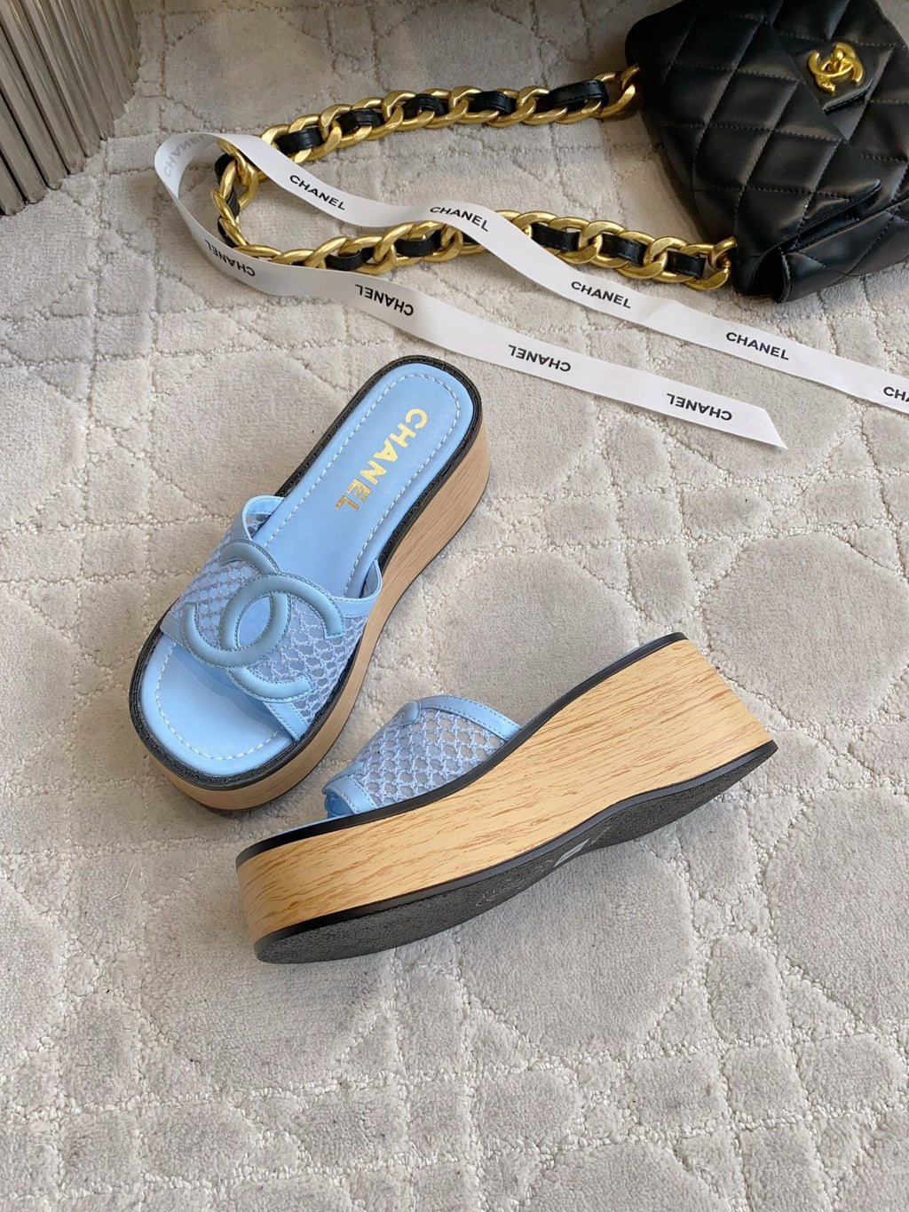 CC Logo Platform Sandals Lambskin 723736