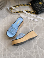 CC Logo Platform Sandals Lambskin 723736