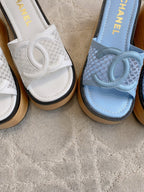 CC Logo Platform Sandals Lambskin 723736