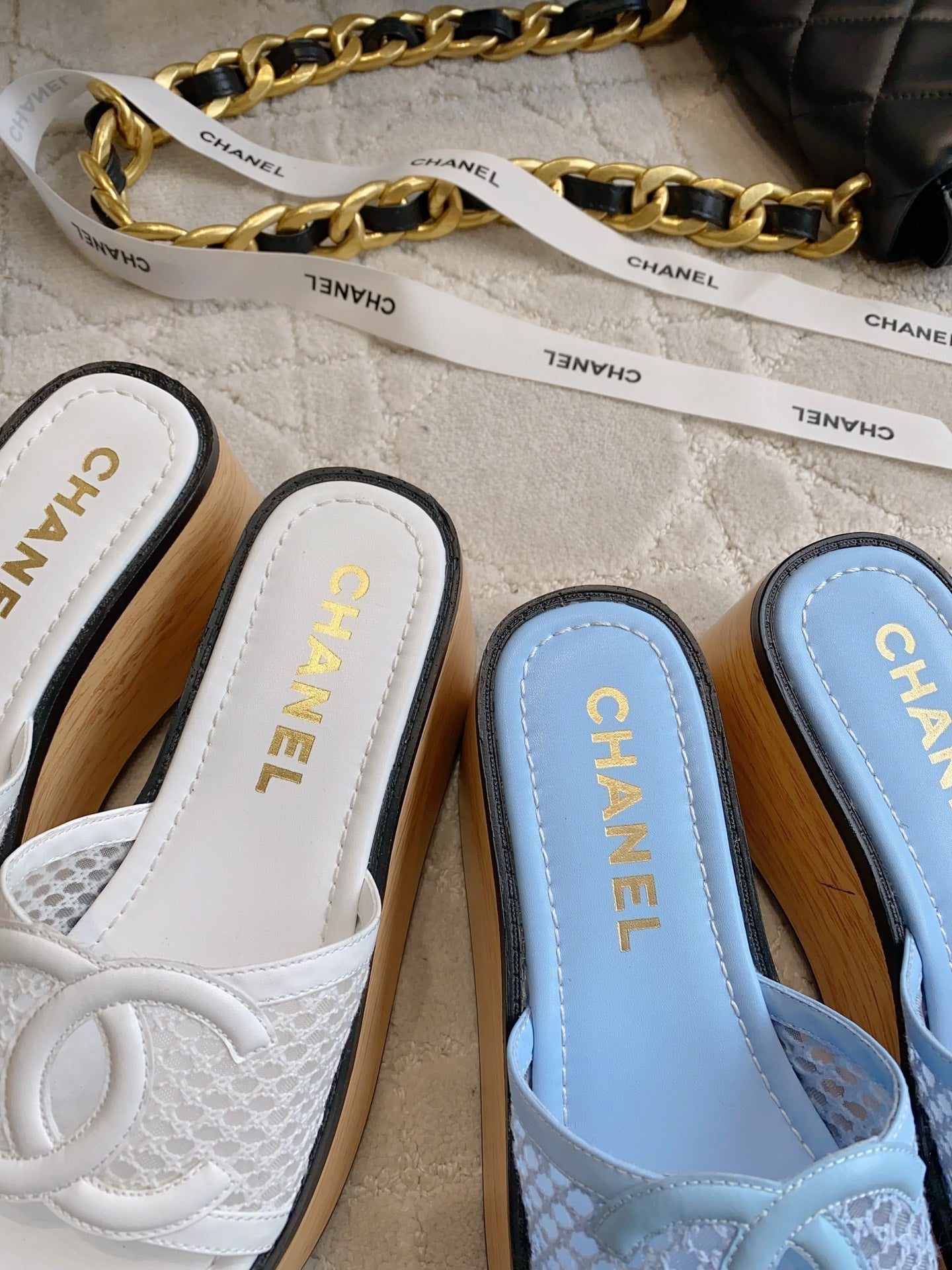 CC Logo Platform Sandals Lambskin 723736
