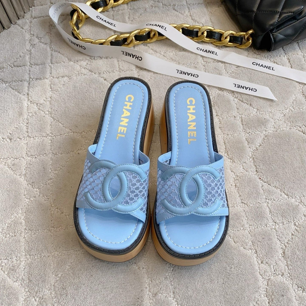 CC Logo Platform Sandals Lambskin 723736