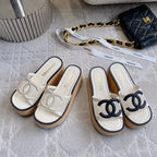 CC Logo Platform Sandals White Lambskin 723737