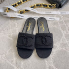 CC 26s Flat Mules Black Woven Cord 723784