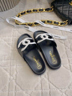CC Logo Slide Black Lambskin 723797