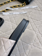 CC Logo Slide Black Light Taupe Quited Lambskin 723796
