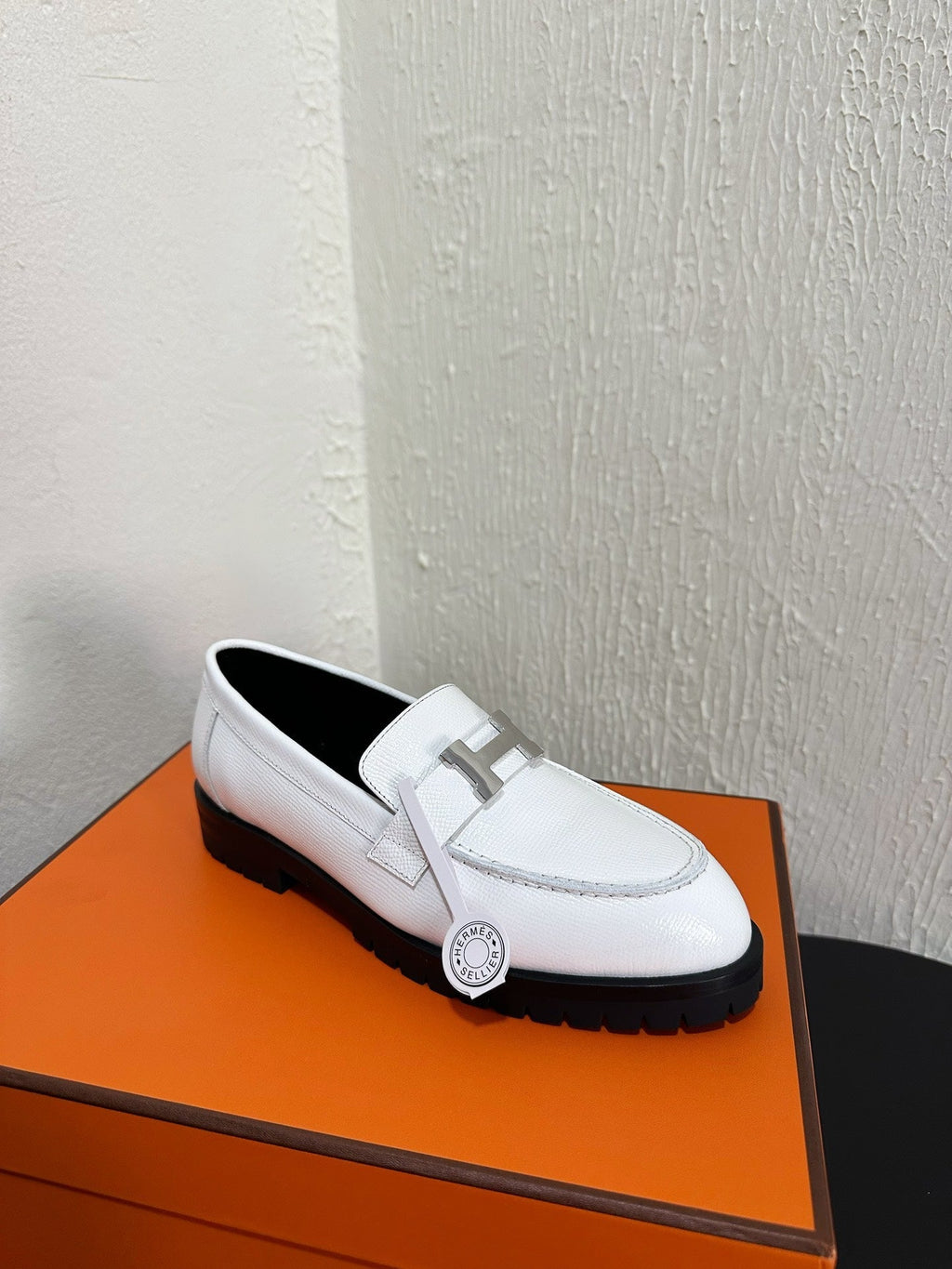 HM Faubourg Loafer 30mm White Color Cowhide 960934