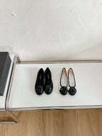 Ballet Flats Black Tweed Grosgrain Flower
