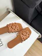 Petal Anagram Slide in Gold Soft Calfskin 273517