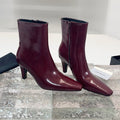 YSL 25 High-heeled Boot Burgundy Cowhide 522266