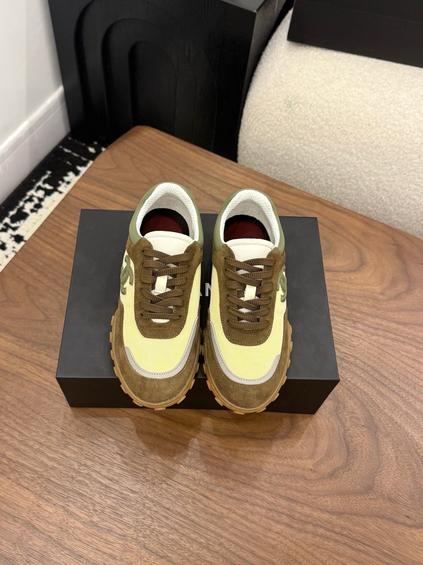 CC 2026 Sneaker Olive Yellow Fabric Suede Calfskin 676169