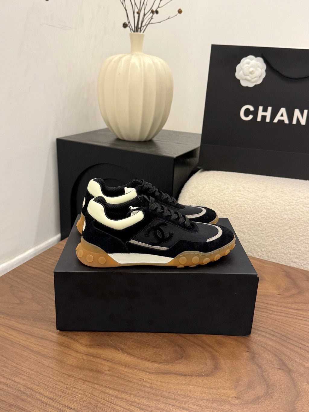CC 2026 Sneaker Black Fabric Suede Calfskin 676171