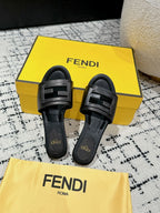 FF Baguette Black Leather Slide