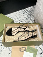 THONG SANDAL IN BLACK CALFSKIN